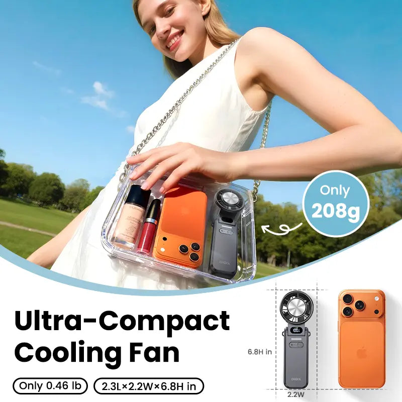 Experience Ultimate Comfort with the DIGIX 3-in-1 Portable Refrigeration Handheld Turbo Fan - 199 Speed Settings, 25,000 RPM, and 15-Hour Cooling for Travel and Indoor Use