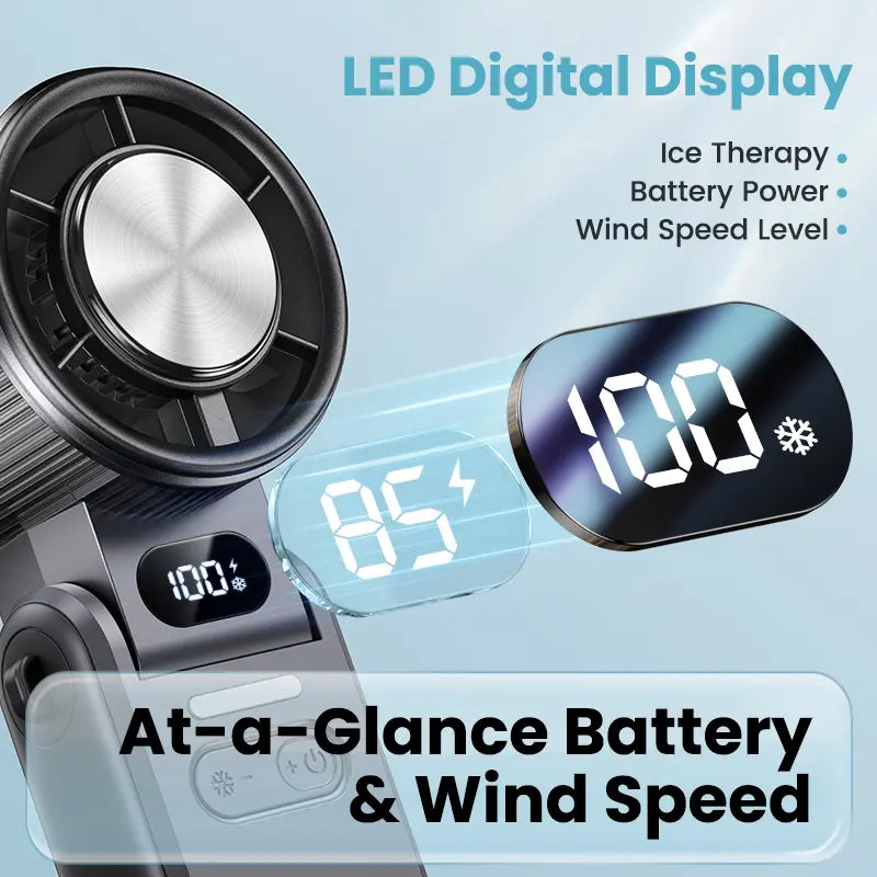 Experience Ultimate Comfort with the DIGIX 3-in-1 Portable Refrigeration Handheld Turbo Fan - 199 Speed Settings, 25,000 RPM, and 15-Hour Cooling for Travel and Indoor Use